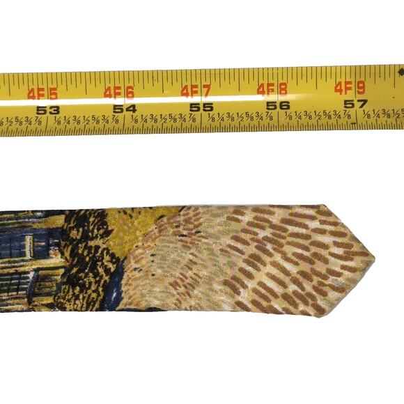 VTG 90s Museum Boutique Silk Tie Vincent Van Gogh The Church Of Auver Suroise - Picture 8 of 8